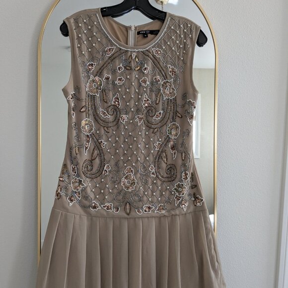 TFNC London hand-beaded beige flapper style dress - Picture 5 of 5